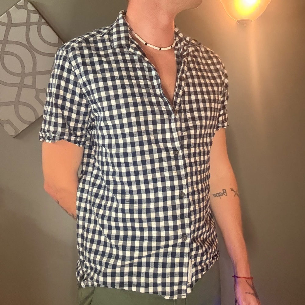 Goodfellow & Co Blue and White Casual Button Down Shirt - Picture 2 of 2
